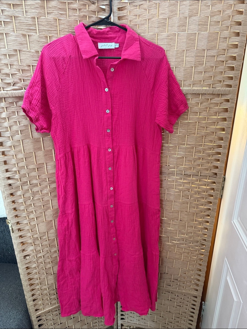Petal & Pup hot pink button-front midi dress